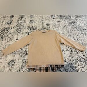 Burberry Beige Sweater with Plaid Detail